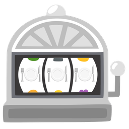 slot machine and fork and knife with plate