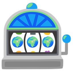 slot machine and globe showing Europe-Africa