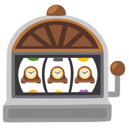 slot machine and mantelpiece clock