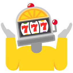 slot machine and person shrugging