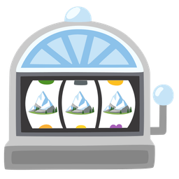 slot machine and snow-capped mountain