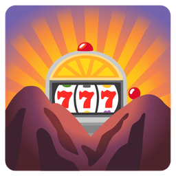 slot machine and sunrise over mountains