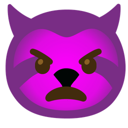 sloth and angry face with horns