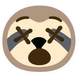 sloth and face with crossed-out eyes