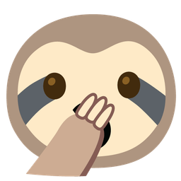 sloth and face with open eyes and hand over mouth