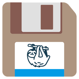 sloth and floppy disk