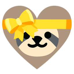 sloth and heart with ribbon