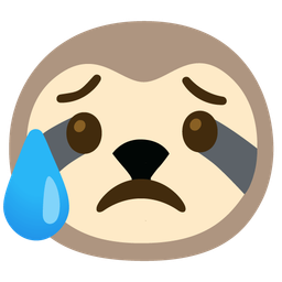 sloth and sad but relieved face