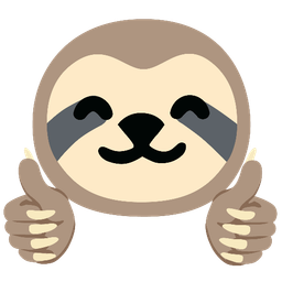 sloth and thumbs up