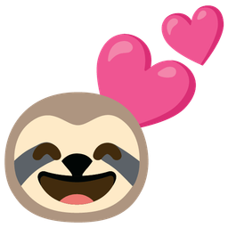 sloth and two hearts