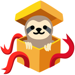 sloth and wrapped gift