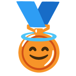 smiling face with halo and 3rd place medal