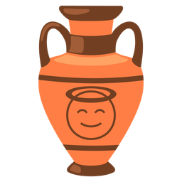 smiling face with halo and amphora