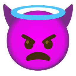 smiling face with halo and angry face with horns
