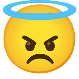 smiling face with halo and angry face