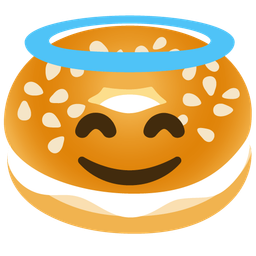smiling face with halo and bagel