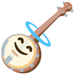 smiling face with halo and banjo