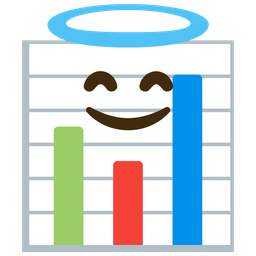 smiling face with halo and bar chart