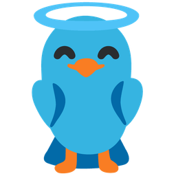 smiling face with halo and bird