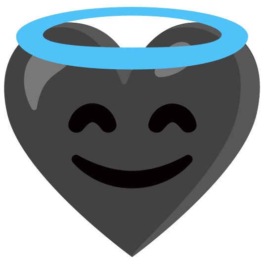 Smiling face with halo and Black heart