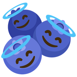 smiling face with halo and blueberries