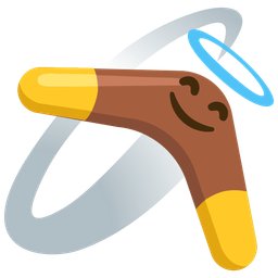 smiling face with halo and boomerang