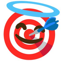 smiling face with halo and bow and arrow