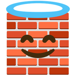 smiling face with halo and brick