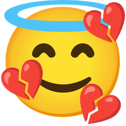 smiling face with halo and broken heart
