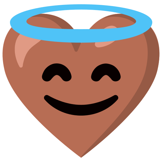 Smiling face with halo and Brown heart