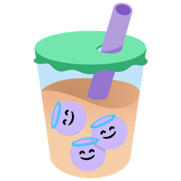 smiling face with halo and bubble tea