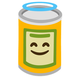 smiling face with halo and canned food
