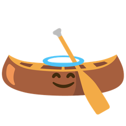 smiling face with halo and canoe