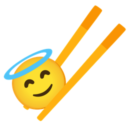smiling face with halo and chopsticks