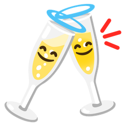smiling face with halo and clinking glasses