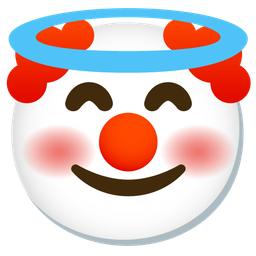 smiling face with halo and clown face