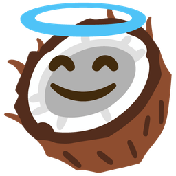 smiling face with halo and coconut