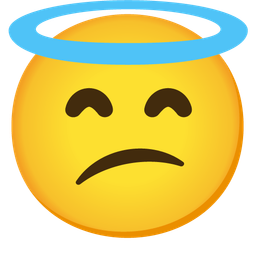 smiling face with halo and confused face