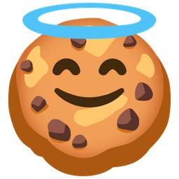 smiling face with halo and cookie