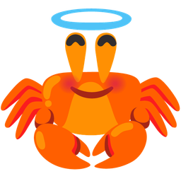 smiling face with halo and crab