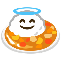 smiling face with halo and curry rice