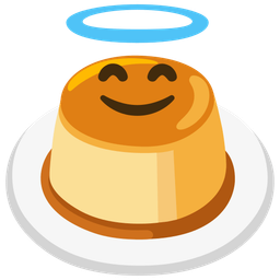 smiling face with halo and custard