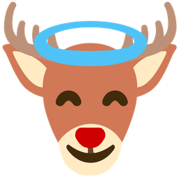 smiling face with halo and deer