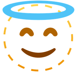 smiling face with halo and dotted line face