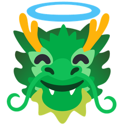 smiling face with halo and dragon