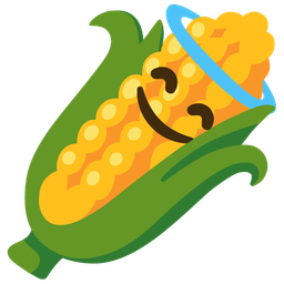 smiling face with halo and ear of corn