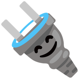 smiling face with halo and electric plug