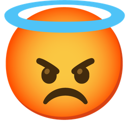 smiling face with halo and enraged face