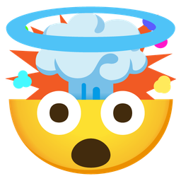 smiling face with halo and exploding head