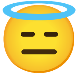 smiling face with halo and expressionless face